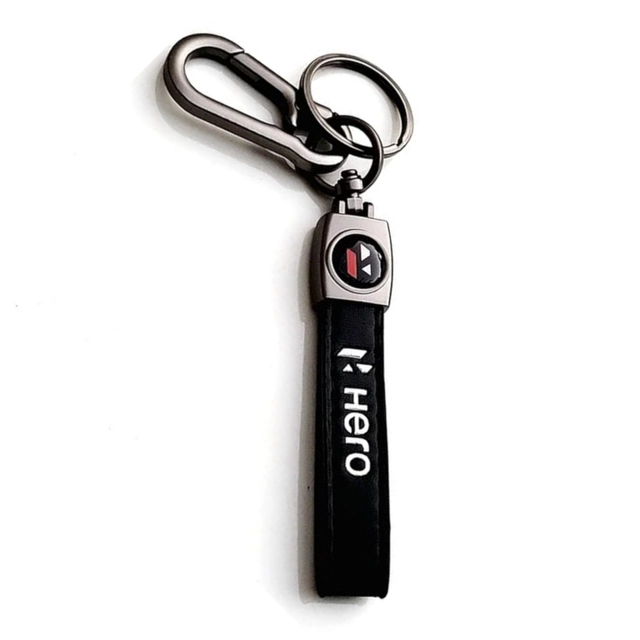 Dashing Hero Leather Keychain for Bike & Car (Black)