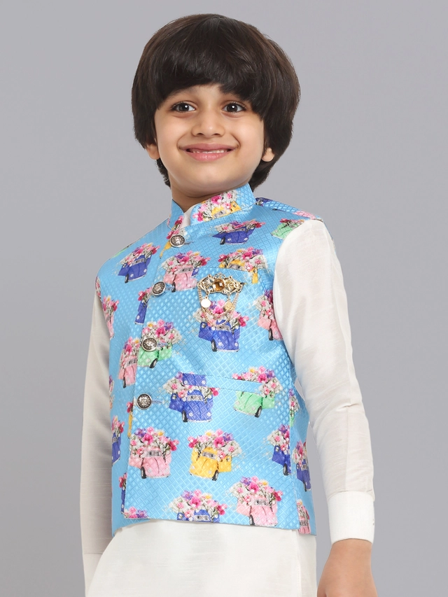 Jacquard Printed Jacket for Boys (Blue, 1-2 Years)