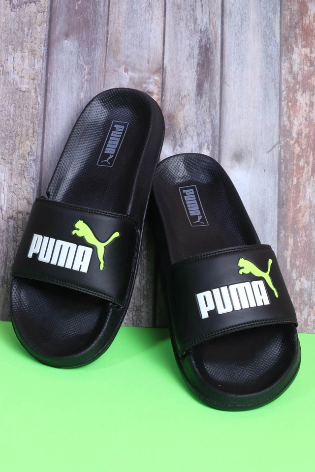 Printed Sliders for Men (Black, 6)