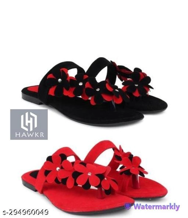 Flats for Women (Red & Black, 2) (Pack of 2)