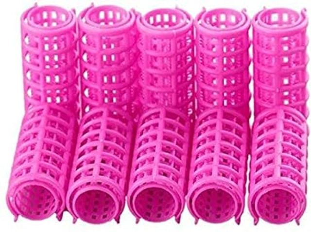 Plastic Hair Curler Rollers (Multicolor, Pack of 10)