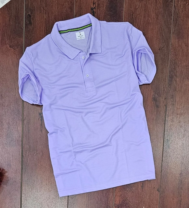 Polo Neck Solid T-Shirt for Men (Purple, M)