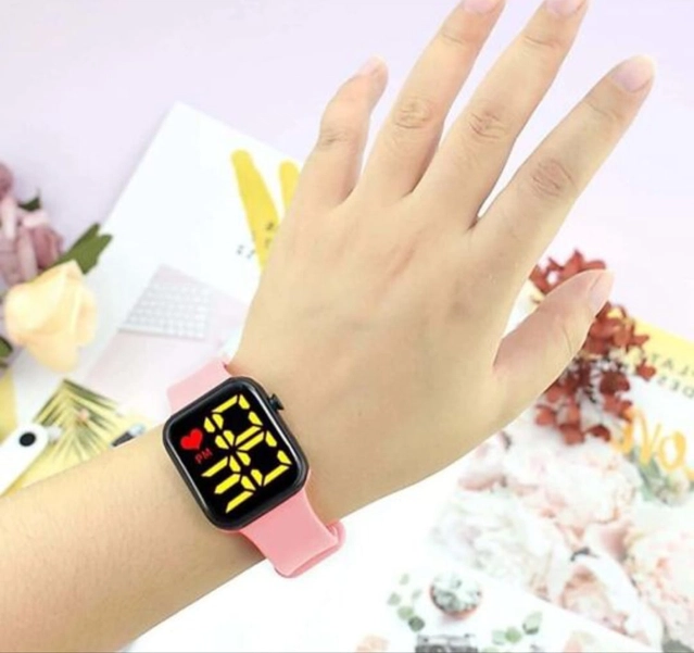 Silicone Strap Digital Watch for Men & Boys (Pink)