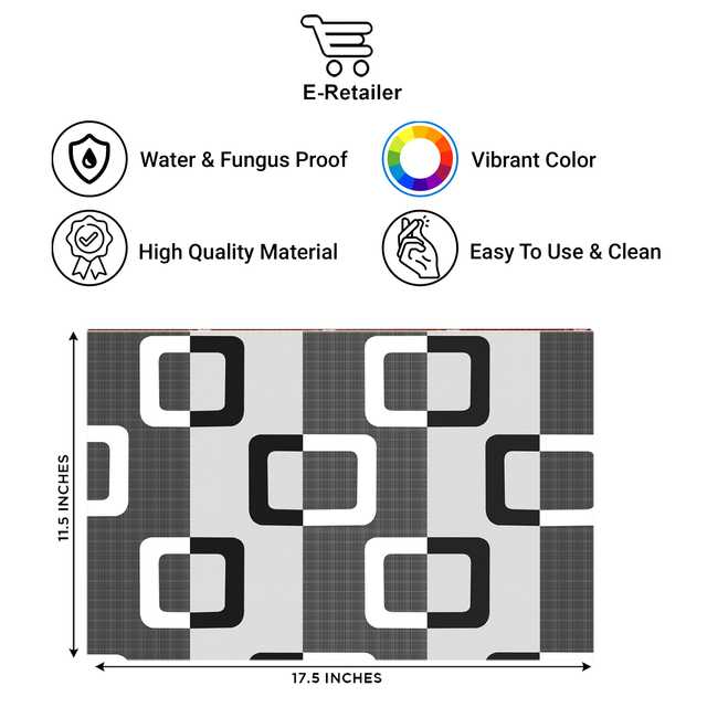 PVC Multipurpose Fridge Mat (Pack of 4) (Black, 44X29 cm) (ER-45)
