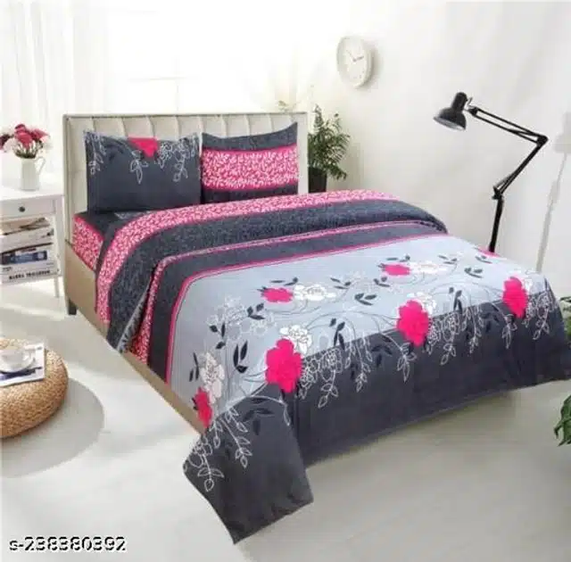 Glace Cotton Bedsheet with 2 Pillow Cover (Multicolor, 100x108 inches)