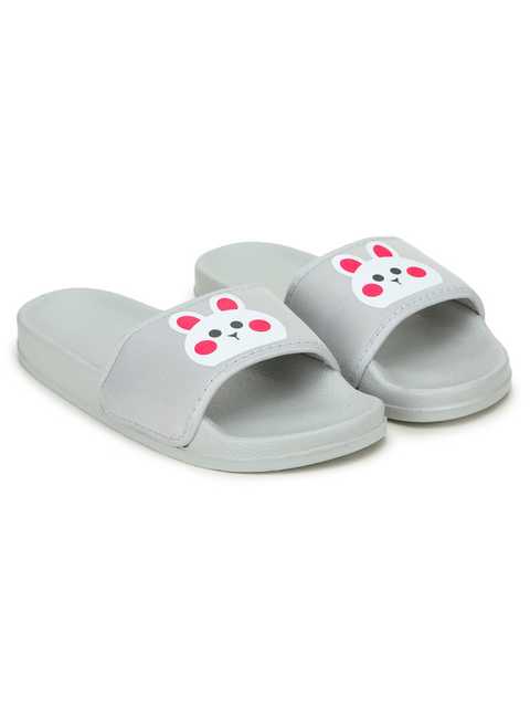 Footox Casual Women Slippers And Flipflops (Grey, 6) (FF-25)