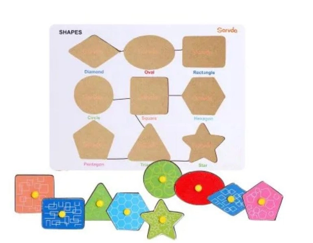 Wooden Angel Shapes Puzzle Board for Kids (Multicolor)