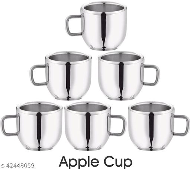 Stainless Steel Tea Cup (Multicolor, 100 ml) (Pack of 6)