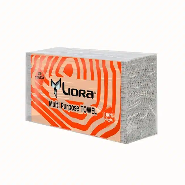 Biodegradable 200 Pcs Liora Folded Towel Sheets (White, Set of 1)