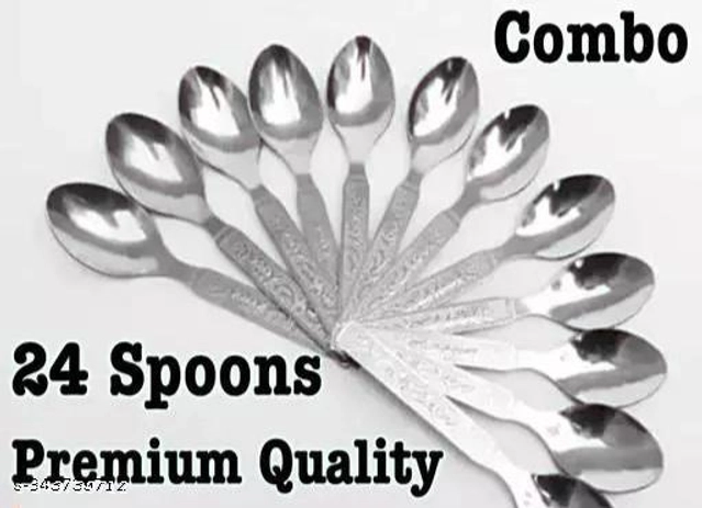 Stainless Steel Spoons (Silver, Pack of 24)