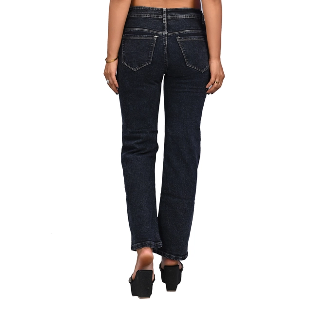 Denim Mid Rise Jeans for Women (Black, 28)