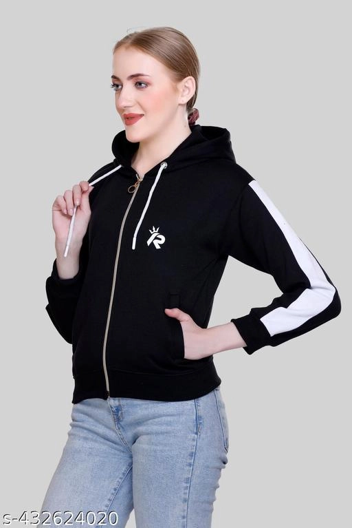 Fleece Hooded Jackets for Women (Black, S)