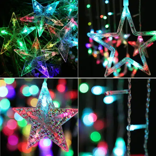 Stars LED Curtain String Lights for Festive Decoration (Multicolor, Set of 1)