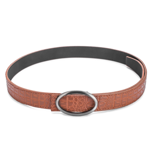 Artificial leather Belt for Women (Tan, Free Size)