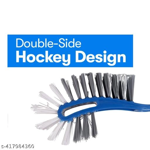 Hockey Shape Toilet Cleaner Brush with Holder Stand (Blue)