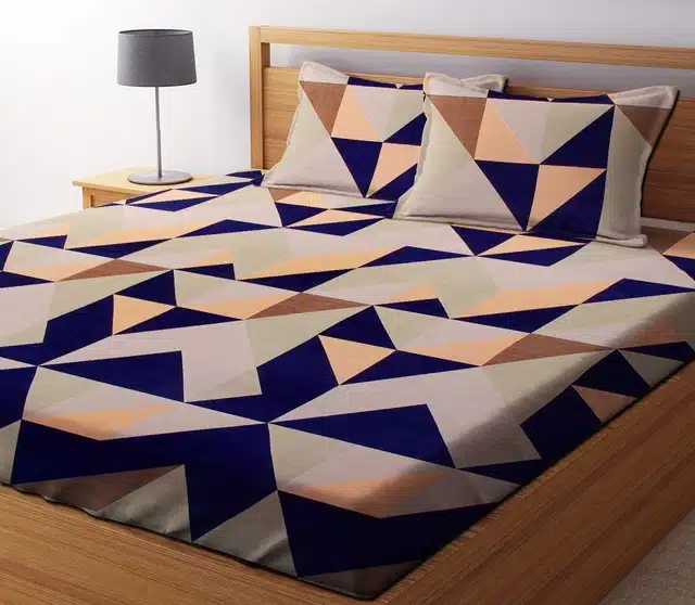 Double Bedsheet with 2 Pillow Covers (Multicolour, 90"x100")