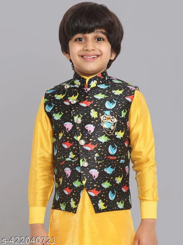 Art Silk Ethnic Jackets for Boys (Multicolor, 1-2 Years)