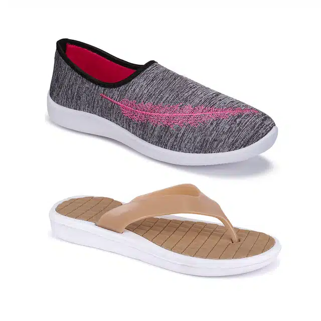 Combo of Casual Shoes & Flip Flops for Women (Pack of 2) (Multicolor, 8)