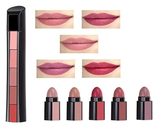 Premium 5-in-1 Mini Matte Lipsticks (Multicolor, Pack of 1)