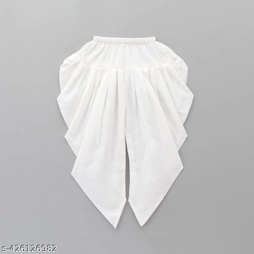 Cotton Blend Solid Dhoti for Boys (2-3 Years, White)