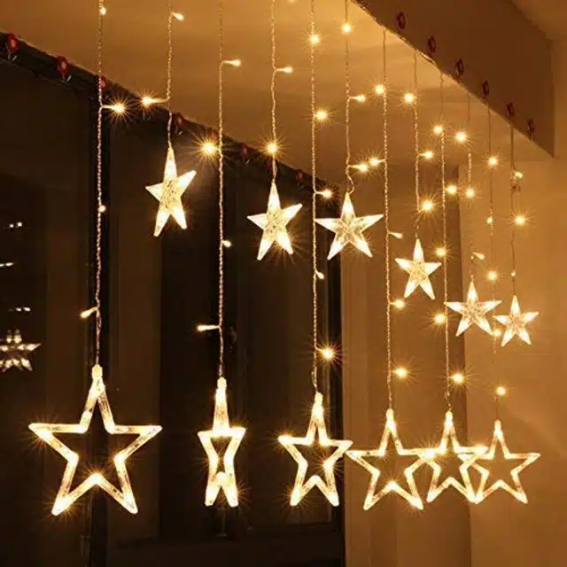 Plastic 12 Stars LED String Lights (Yellow, 2.5 m)