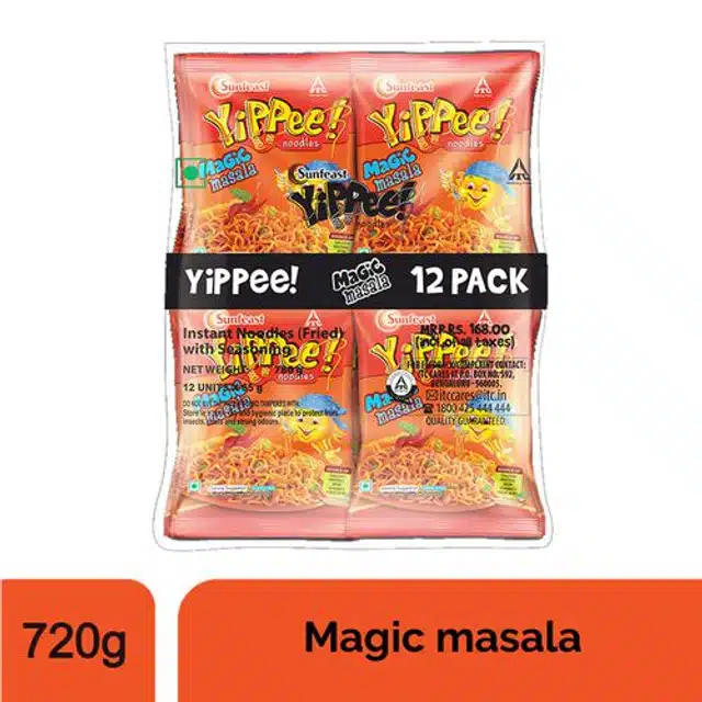 Sunfeast Yippee Magic Masala Noodles (Pack of 12) 720 g