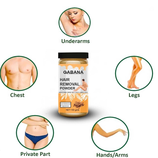 Gabana Orange with Sandalwood Fragrance Instant Painless Hair Removal Powder (150 g, Pack of 2)