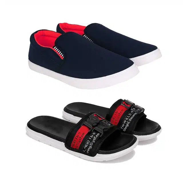 Combo of Casual Shoes & Sliders for Men (Pack of 2) (Multicolor, 9)