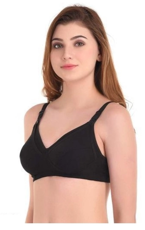 Cotton Blen Solid Non Padded Feeding Bras for Women (Multicolor, 32) (Pack of 2)