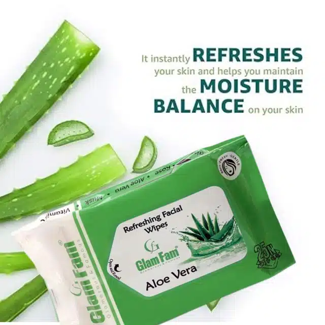 Glam Fam Aloevera Face Wipes (Pack of 25)