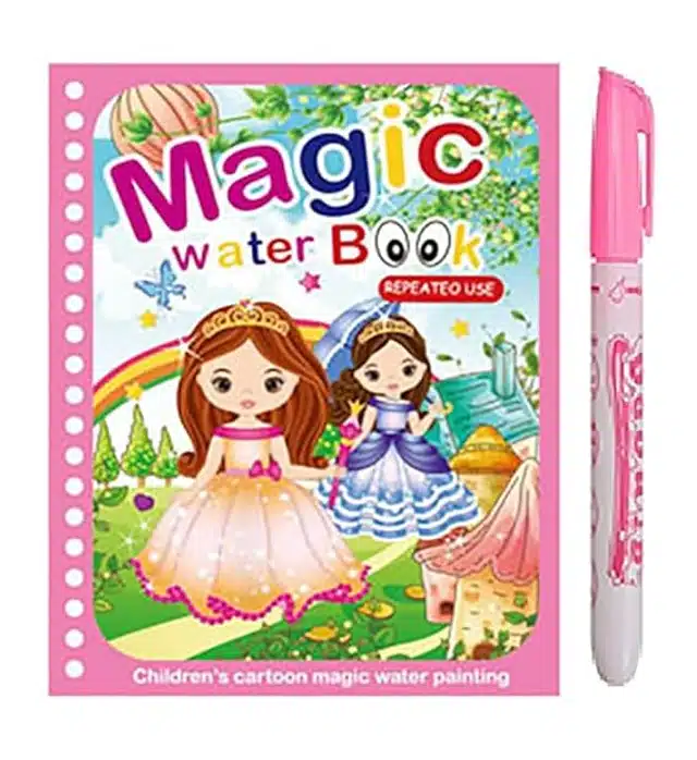 Reusable Quick Dry Water Painting Book with Doodle Pen for Kids (Multicolor)