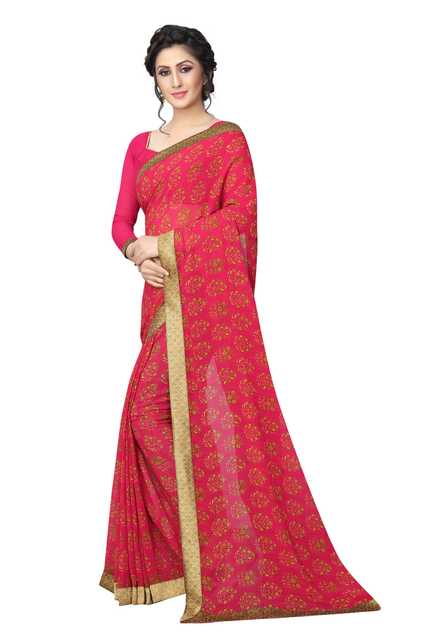 KSNDV Trendz Georgette Saree For Womens (Pink) (A648)