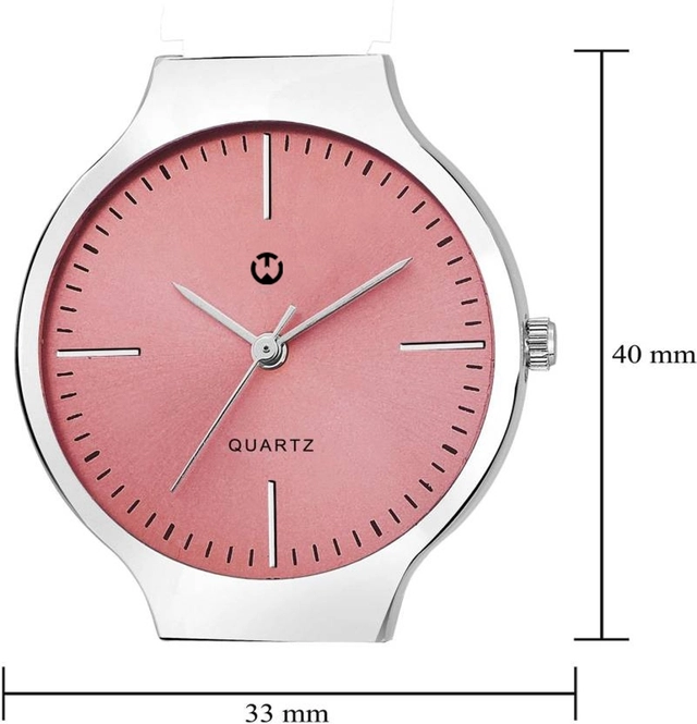 Analog Watch for Women (Silver & Pink)