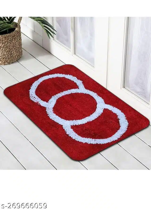 Rectangular Handmade Rug (Red & White, 60x40 cm)