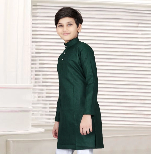 Cotton Solid Kurta for Boys (Green, 3-4 Years)