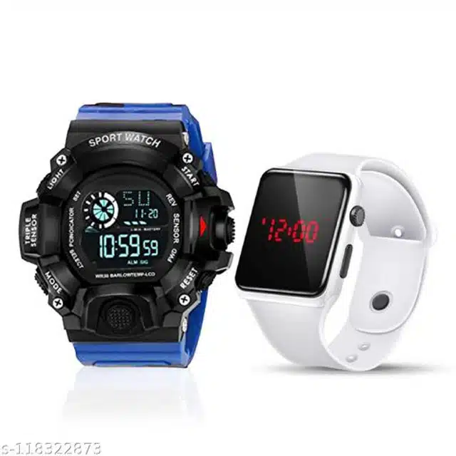 Sports with Digital Watch for Mens & Boys (Multicolor, Set of 2)