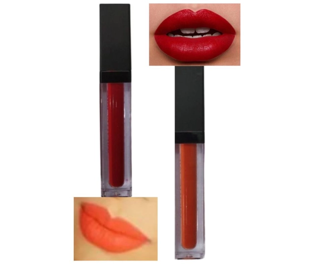 Matte Me Ultra Smooth Lip Colors (Red & Orange, Pack of 2)