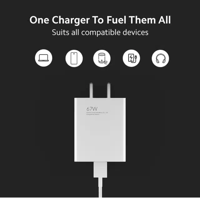 Fast Charging Type C Charger for Xiaomi Redmi Note 12 Pro (white, 67 W)