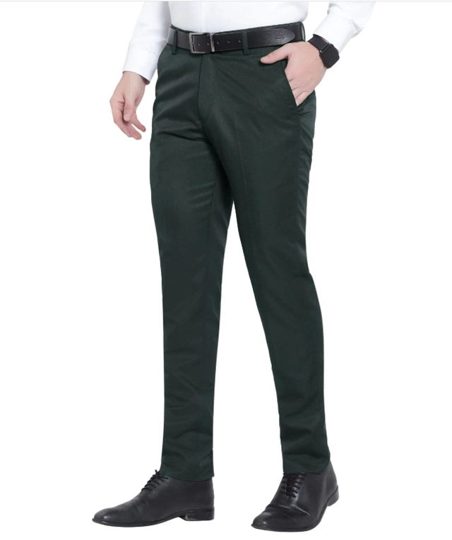 Poly Viscose Solid Trouser for Men (Bottle Green, 28)