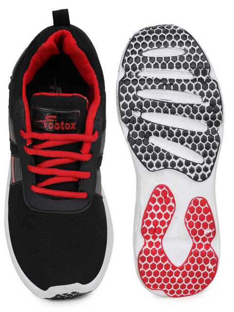 Footox Casual Men Casual Shoes (Black & Red, 6) (FF-49)