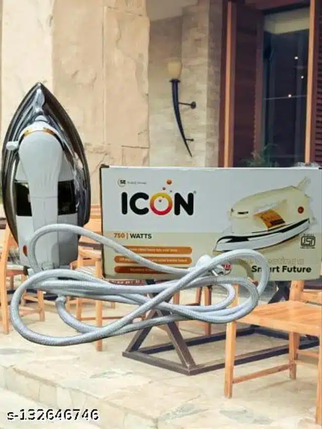 PVC Plastic Electric Iron (White, 750 W)
