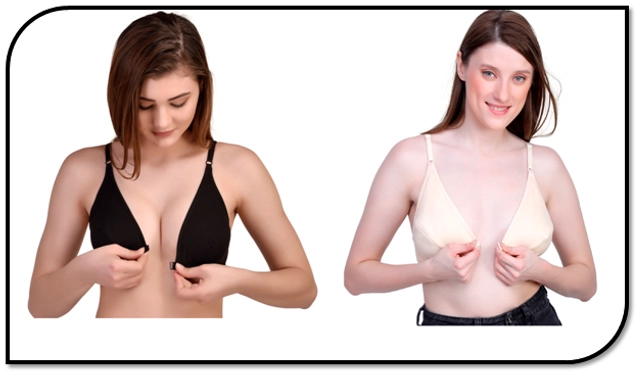 Cotton Solid Front Open Non-Padded Bra for Women (Black & Beige, 30) (Pack of 2)