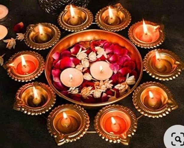 MAGIC PLUS Urli Bowl with 10 Diyas