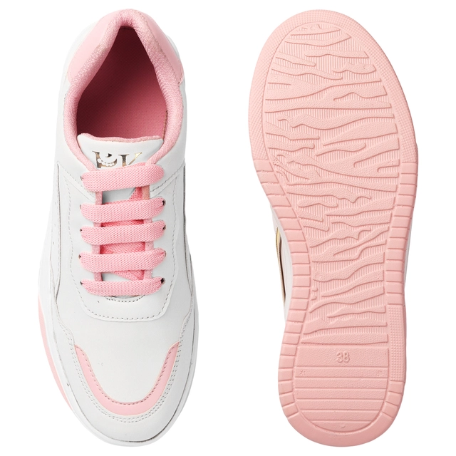 Casual Shoes for Women (Pink & White, 4)