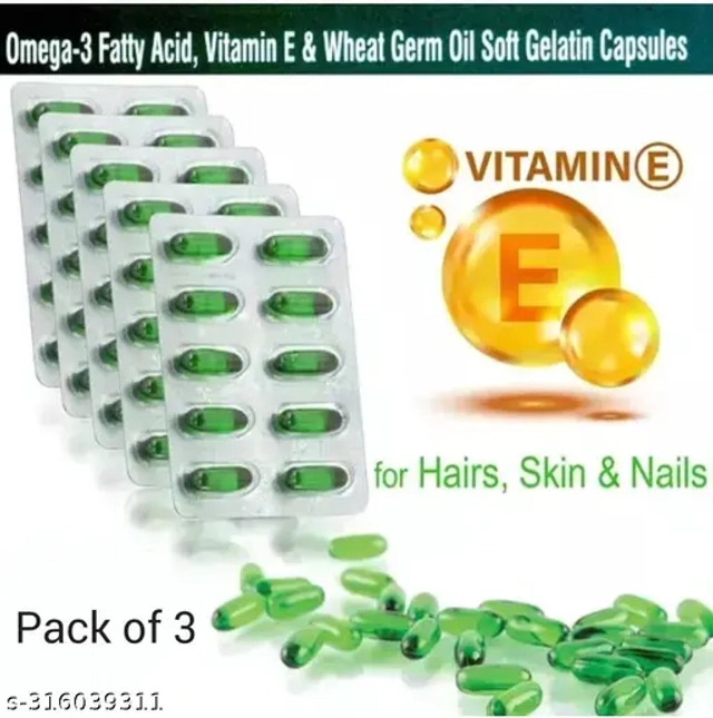 Vitamin E 10 Pcs Capsules for Glowing Face (Pack of 3)