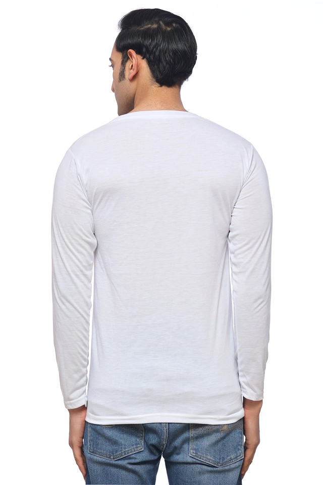 Round Neck Printed T-Shirt for Men (White, M)