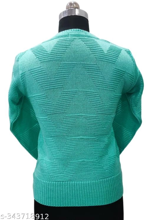 Woolen Solid Top for Women (Sea Green, Free Size)