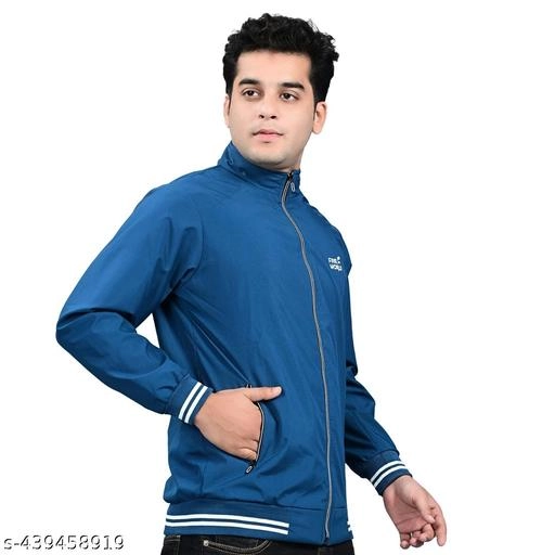 Polyester Jacket for Men (Blue, M)