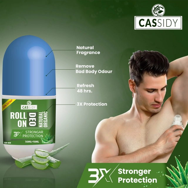 Combo of CASSIDY Aloevera UnderArm Roll On Deodorant for Men (50 ml)