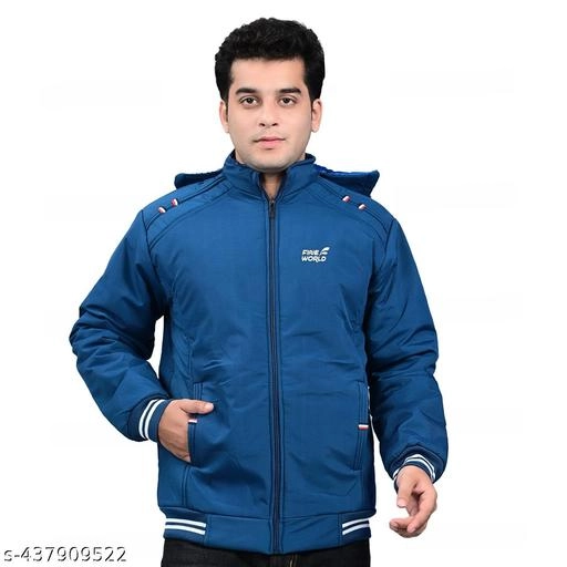 Polyester Jacket for Men (Blue, M)